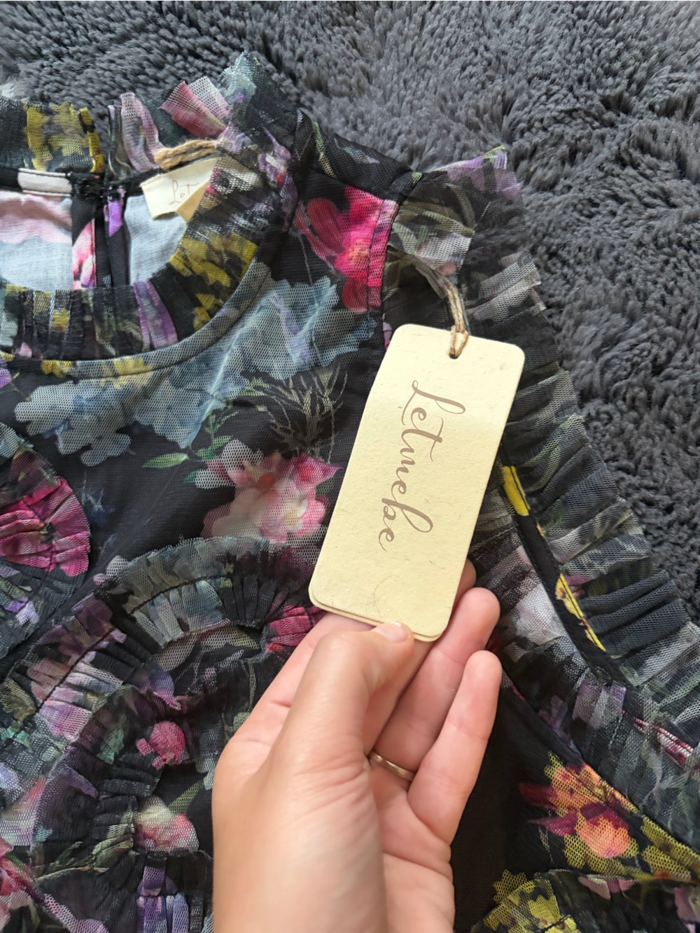 Anthropologie Whimsy Let Me Be Black Floral Tiered Ruffle Maxi Dress - Picture 4 of 7